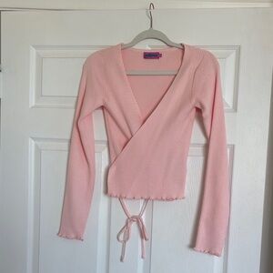 Edikted Light Pink Wrap Sweater
